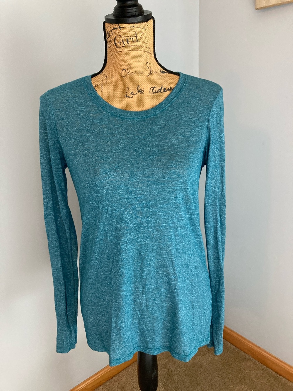 Michael Stars Teal Long Sleeve Crewneck Top Women OS One Size USA